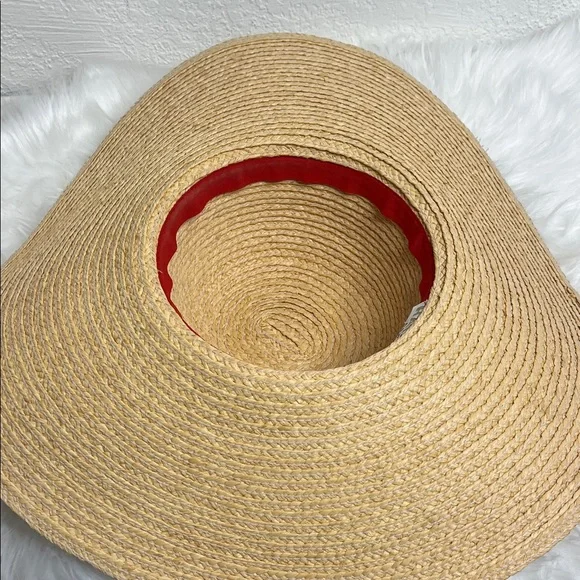 Hat Attack New York's Tan Straw Sun Hat with Ribbon - Picture 7 of 9